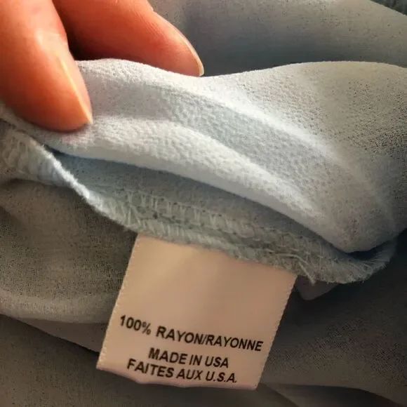 NWT MISA Los Angeles Marion Chambray Blue Tiered Ruffle Mini Skirt - Picture 9 of 10